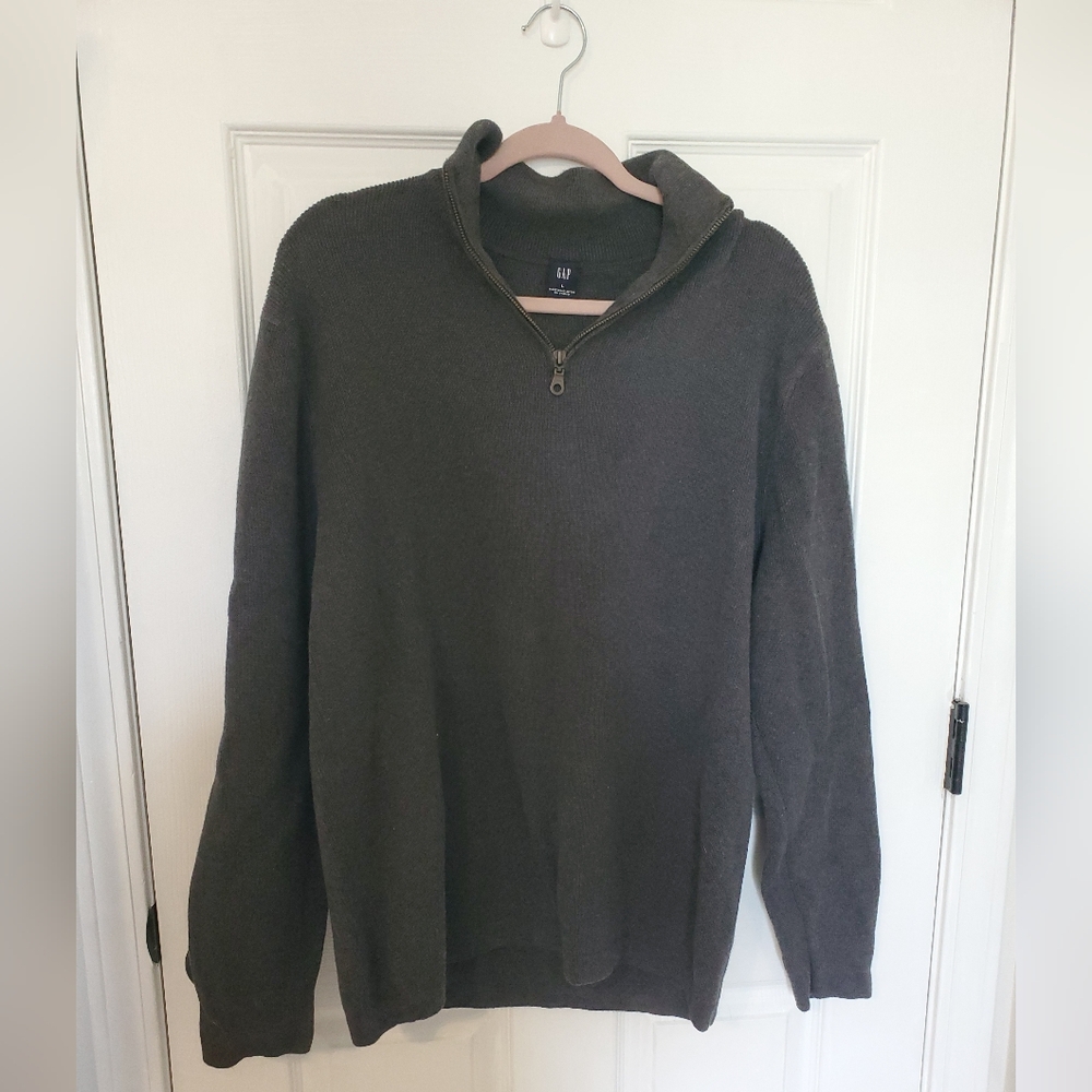 VTG Y2K GAP Men's Dark Gray Quarter Zip-Up Pullover Sweater Grandpacore Size L